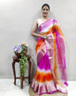 Rani Pink Organza Printed Saree