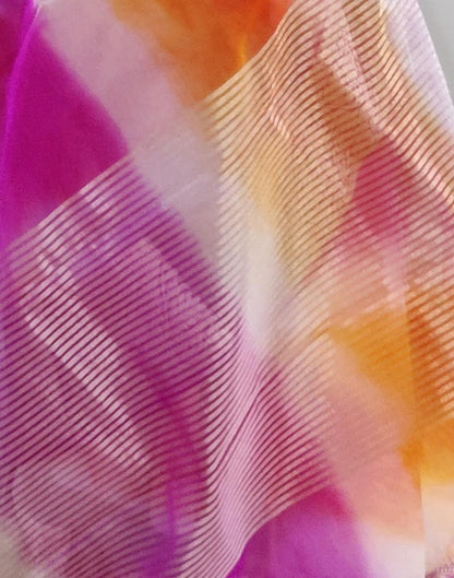 Rani Pink Organza Printed Saree