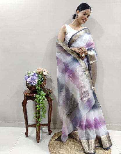 Purple Organza Printed Saree