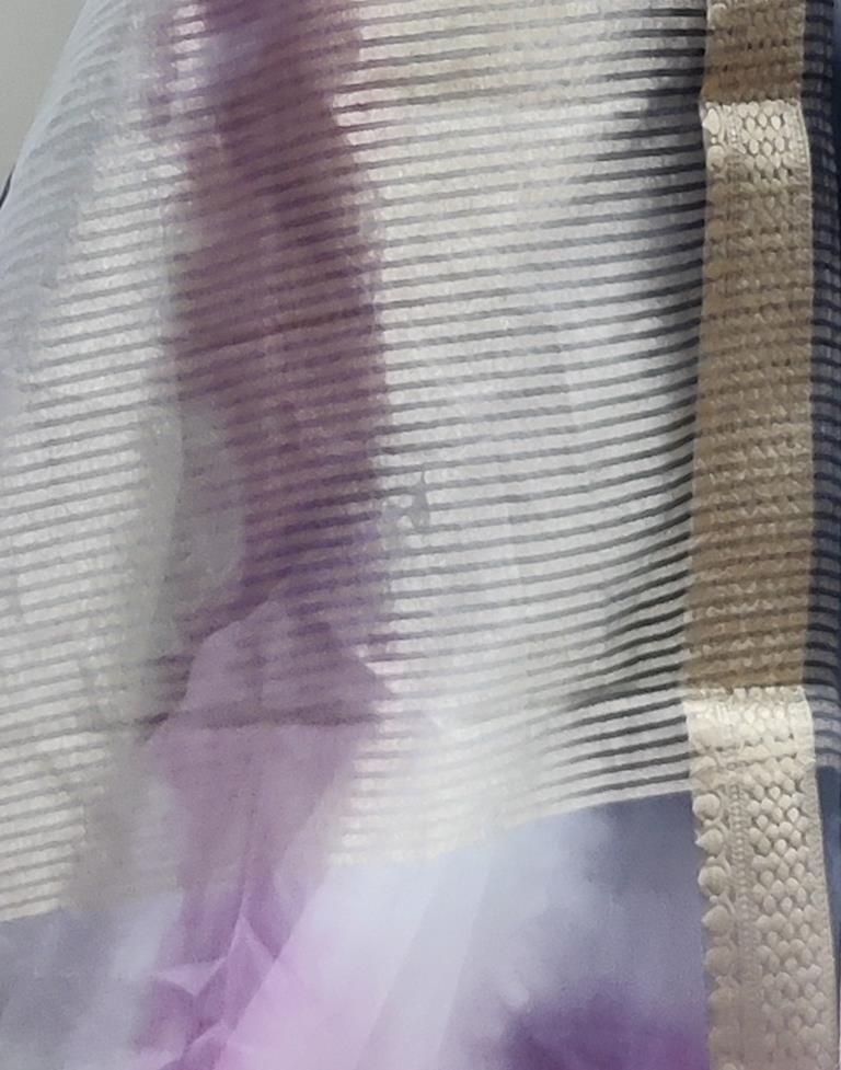 Purple Organza Printed Saree