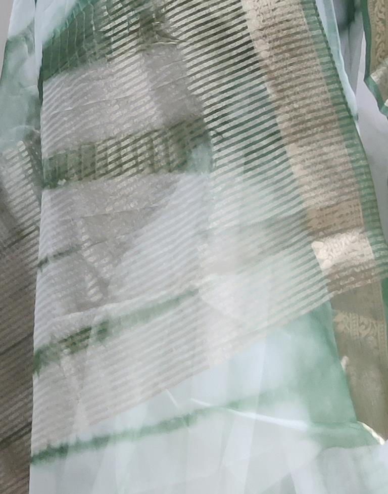 Green Organza Printed Saree