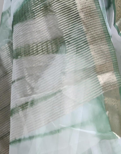 Green Organza Printed Saree