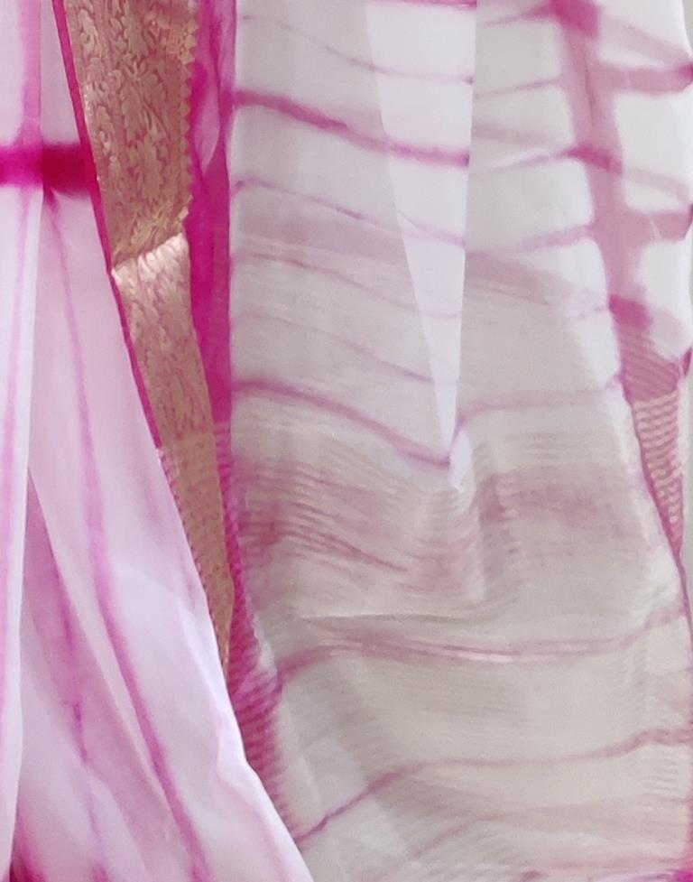 Rani Pink Organza Printed Saree