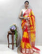 Red Organza Printed Saree