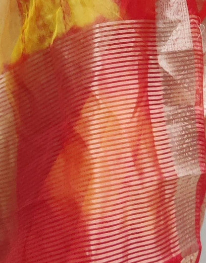 Red Organza Printed Saree