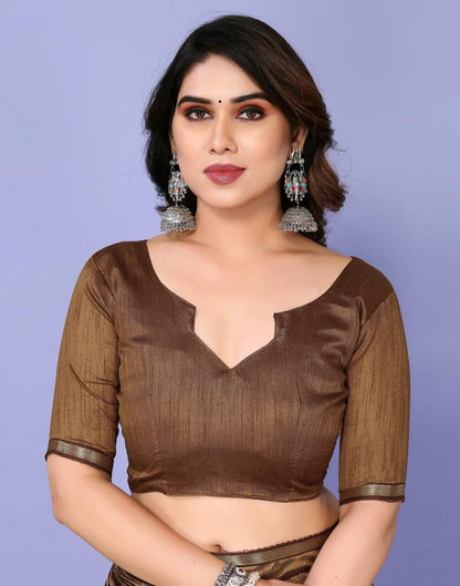 Brown Chiffon Animal Printed Saree