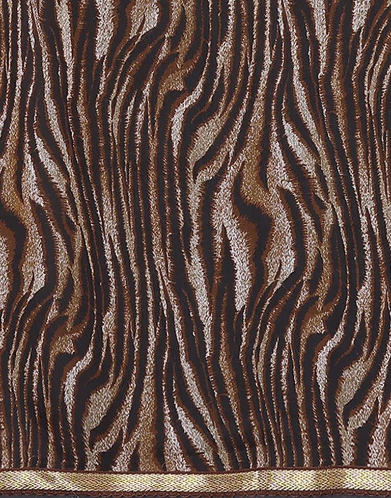 Brown Chiffon Animal Printed Saree