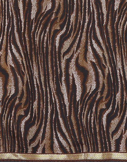 Brown Chiffon Animal Printed Saree