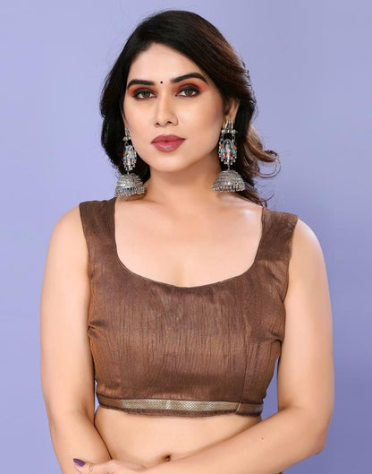 Dark Brown Chiffon Animal Printed Saree