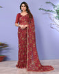 Maroon Chiffon Printed Saree