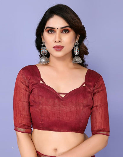Maroon Chiffon Printed Saree