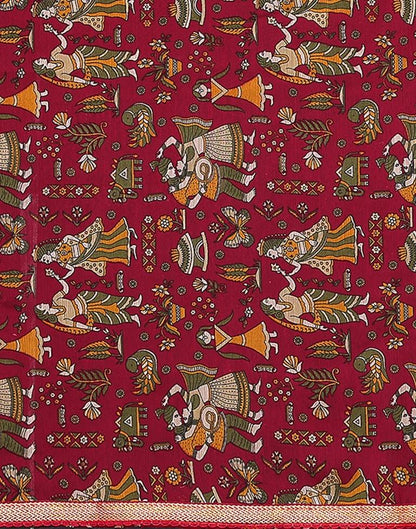 Maroon Chiffon Printed Saree