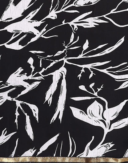 Black Printed Chiffon Saree