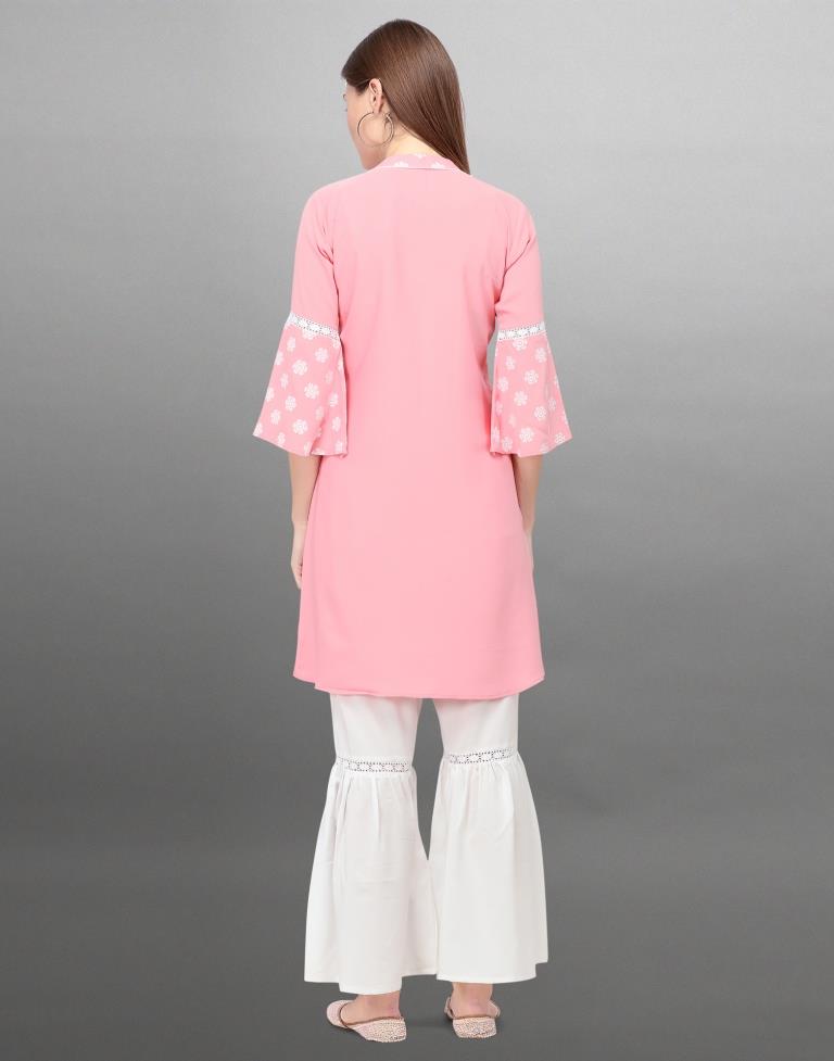 Sleek Pink Coloured Khadi Printed Crepe Kurti | Sudathi