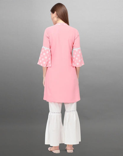 Sleek Pink Coloured Khadi Printed Crepe Kurti | Sudathi