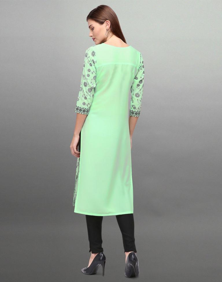 Favourable Mint Green Coloured Digital Printed Crepe Kurti | Sudathi