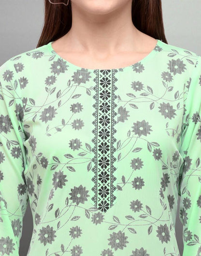 Favourable Mint Green Coloured Digital Printed Crepe Kurti | Sudathi