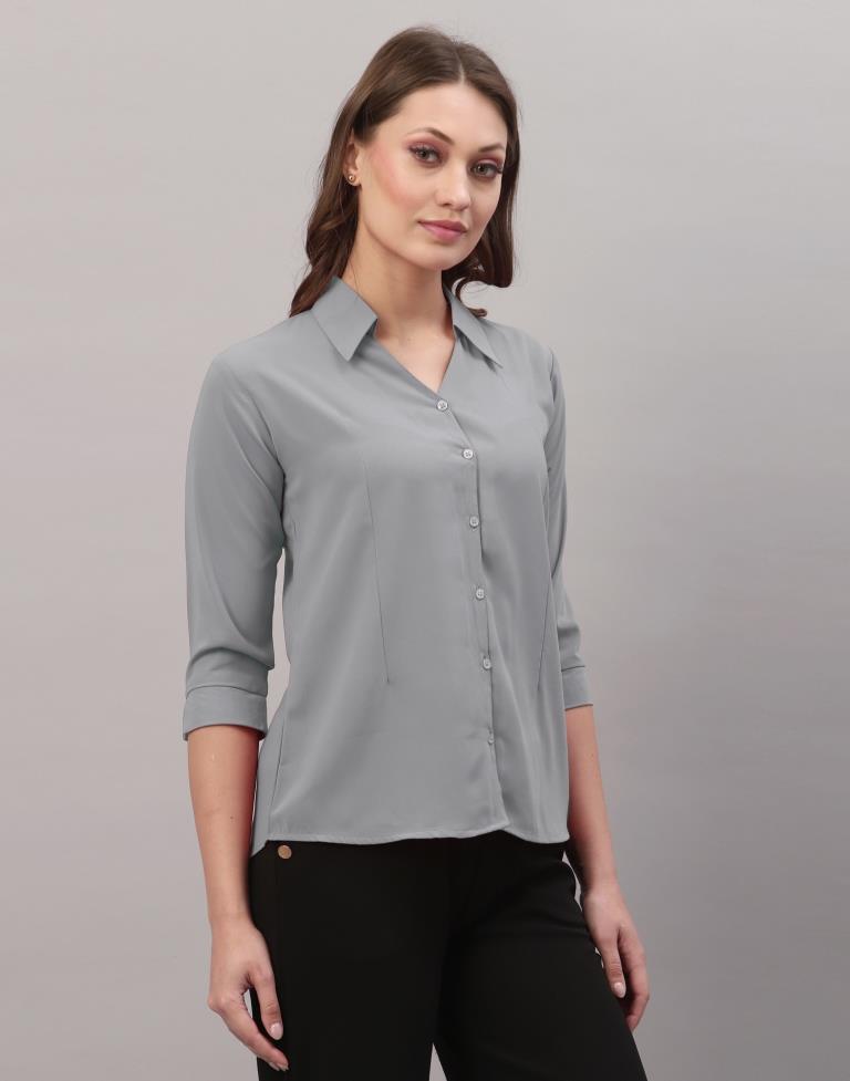 Light Grey Casual Shirt | Leemboodi