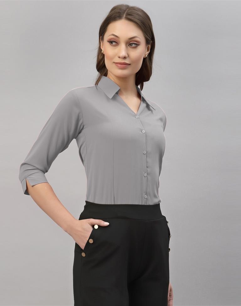 Light Grey Casual Shirt | Leemboodi