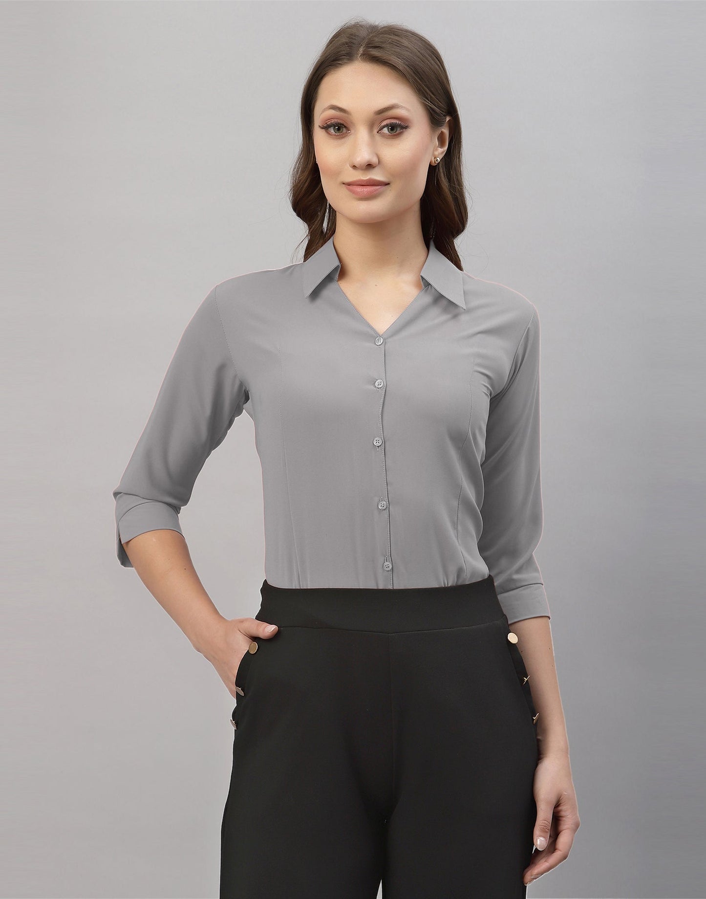 Light Grey Casual Shirt | Leemboodi