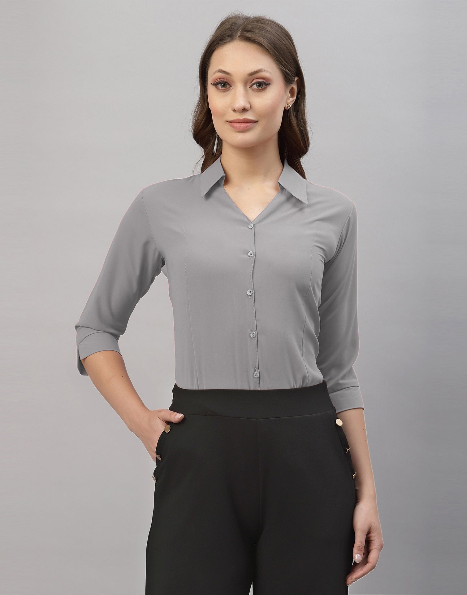 Light Grey Casual Shirt | Leemboodi