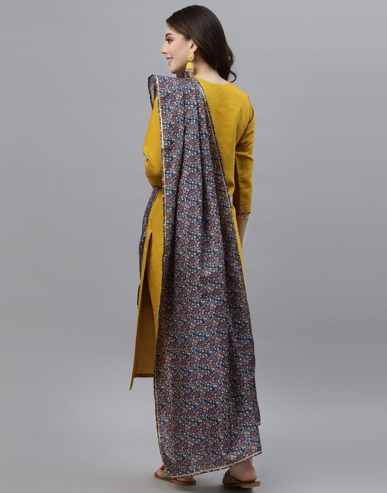 Mustard Kurti With Pant And Dupatta | Leemboodi