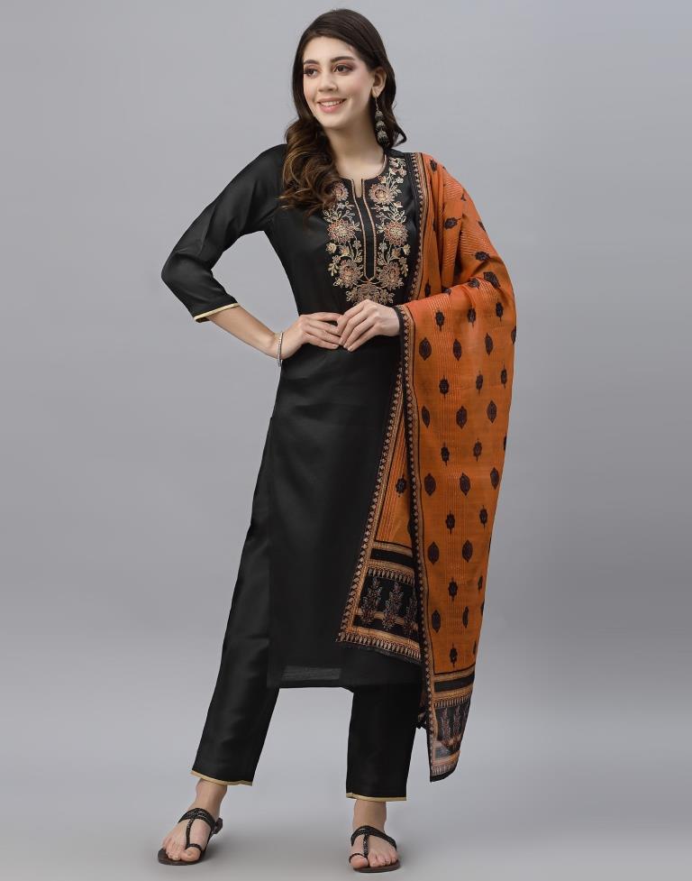 Black Kurti With Pant And Dupatta | Leemboodi