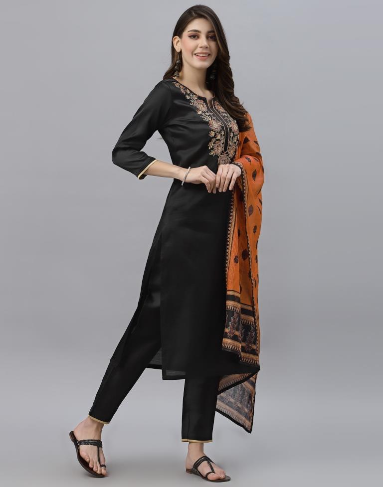 Black Kurti With Pant And Dupatta | Leemboodi