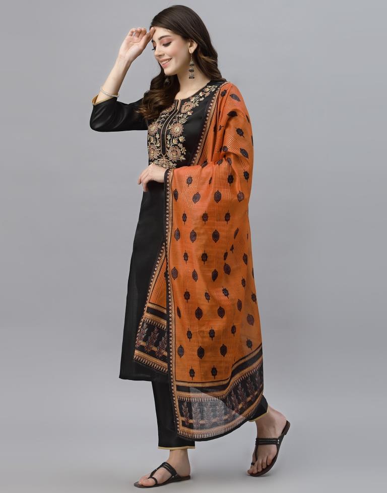 Black Kurti With Pant And Dupatta | Leemboodi