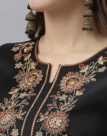 Black Kurti With Pant And Dupatta | Leemboodi