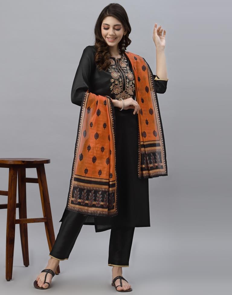 Black Kurti With Pant And Dupatta | Leemboodi