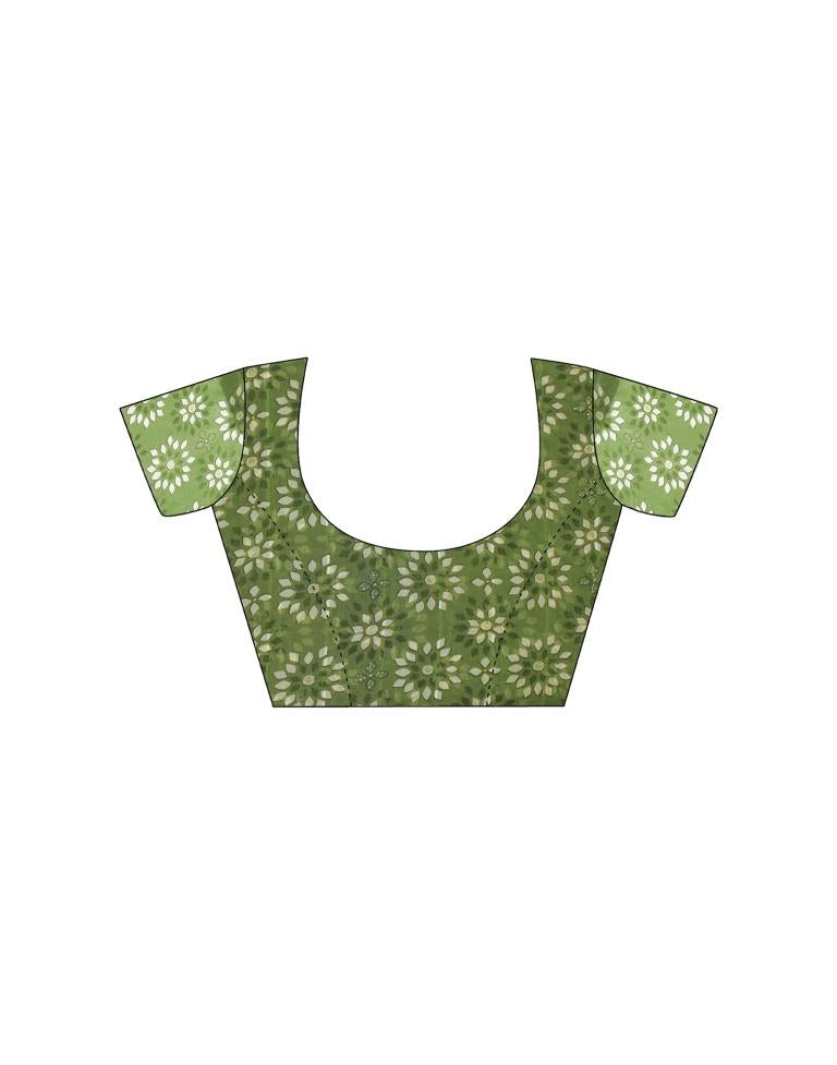 Light Green Printed Georgette Saree