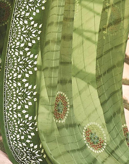 Light Green Printed Georgette Saree