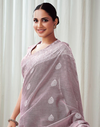 Dusty Pink Weaving Cotton Plain Saree