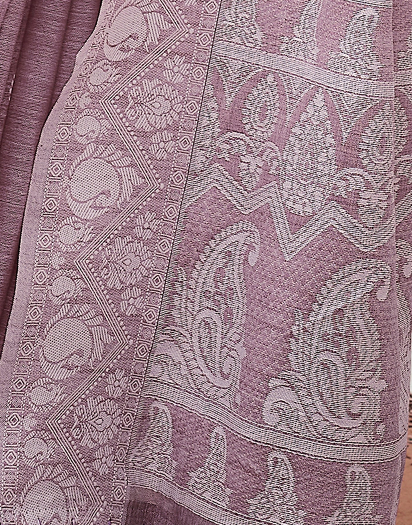 Dusty Pink Weaving Cotton Plain Saree