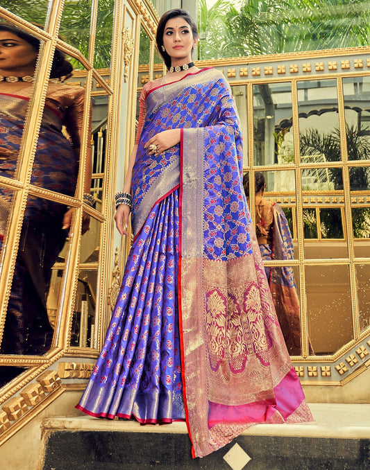 Violet Weaving Silk Banarasi Saree