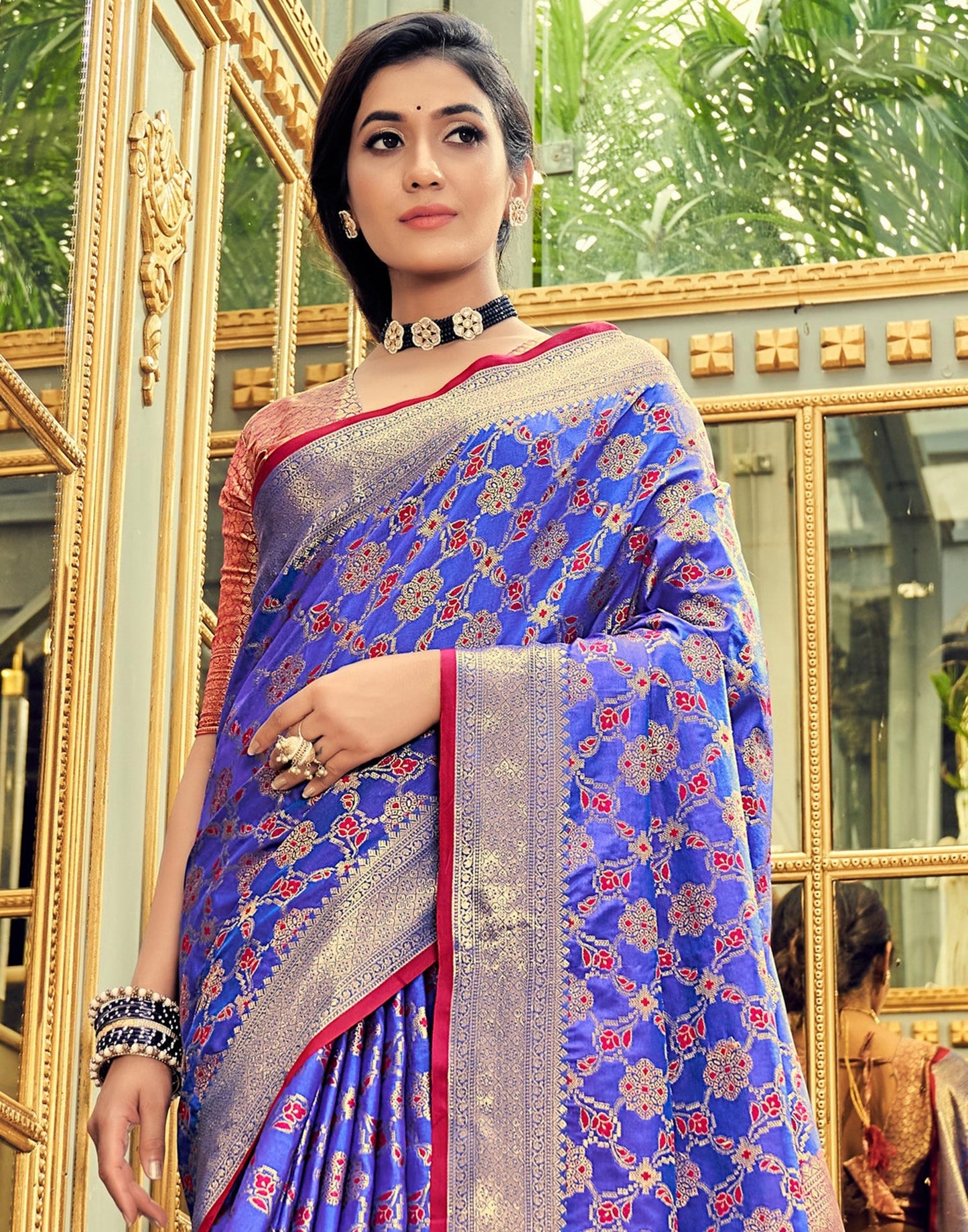 Violet Weaving Silk Banarasi Saree