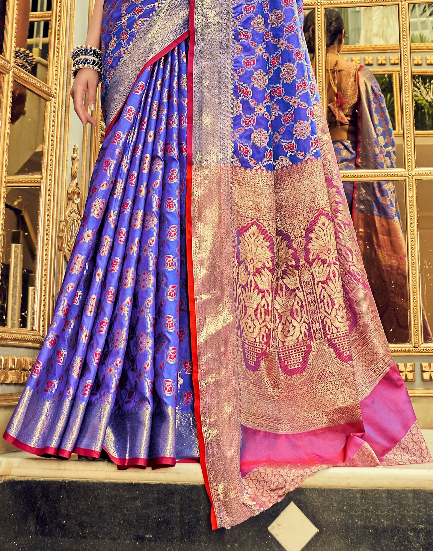 Violet Weaving Silk Banarasi Saree