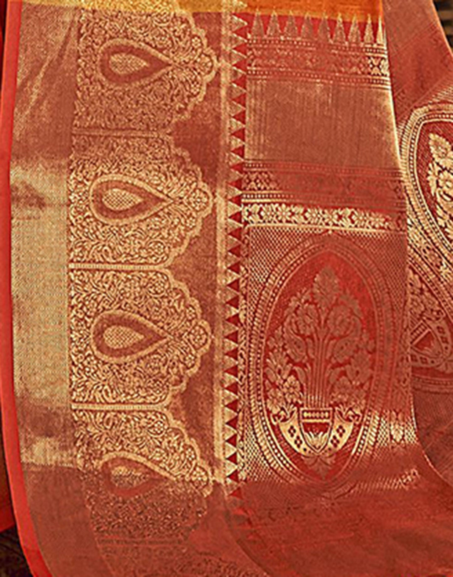 Orange Weaving Silk Banarasi Saree