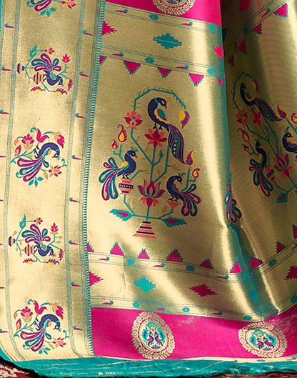 Turquoise Weaving Silk Paithani Saree