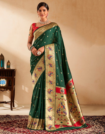 Dark Green Weaving Silk Paithani Saree