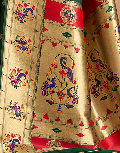 Dark Green Weaving Silk Paithani Saree