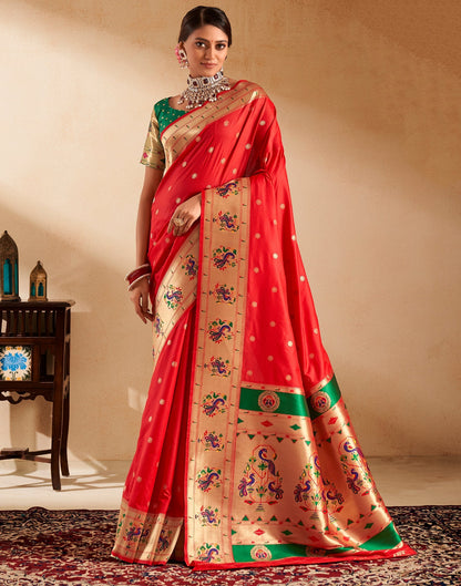 Red Weaving Silk Paithani Saree