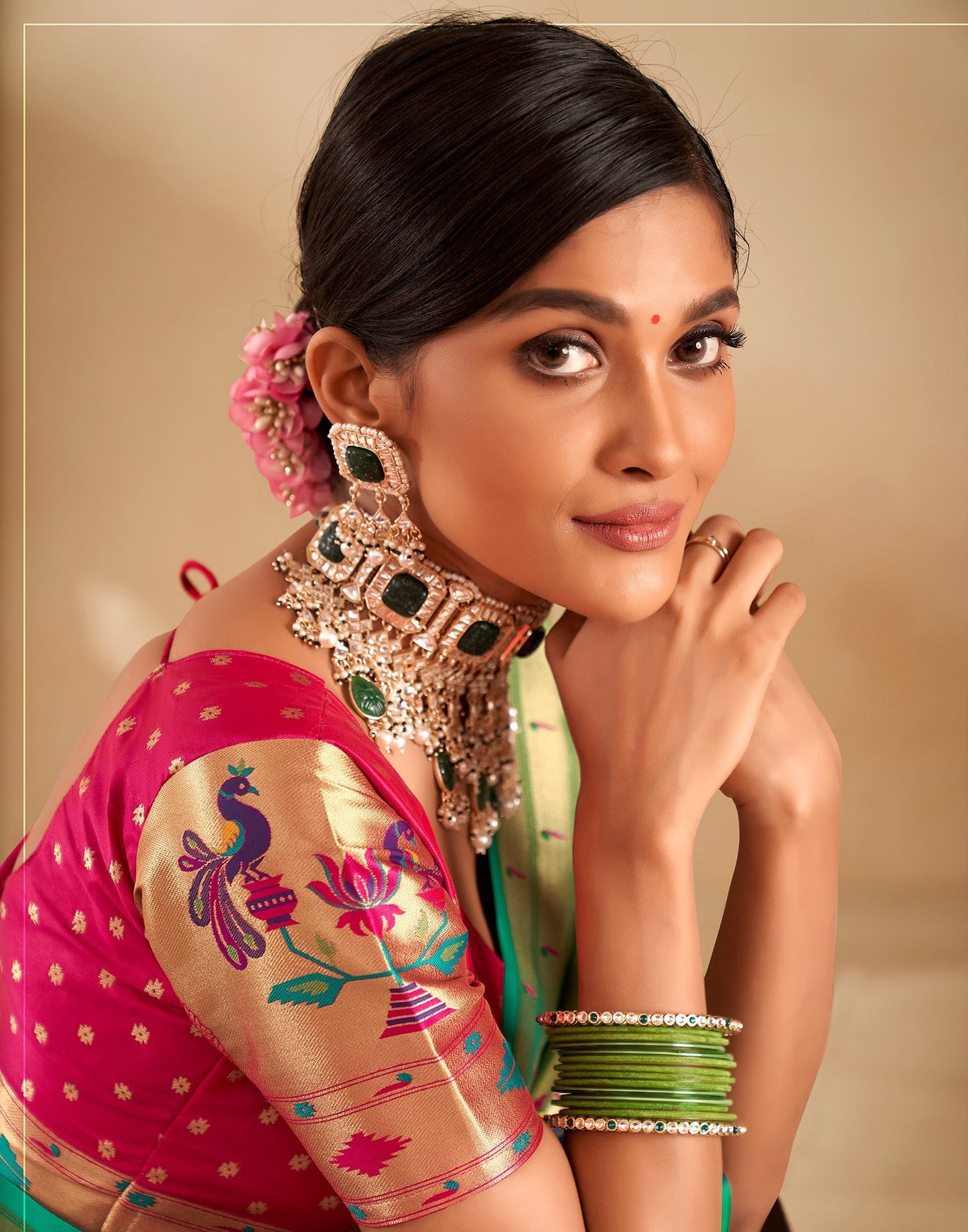 Light Rama Green Weaving Silk Paithani Saree