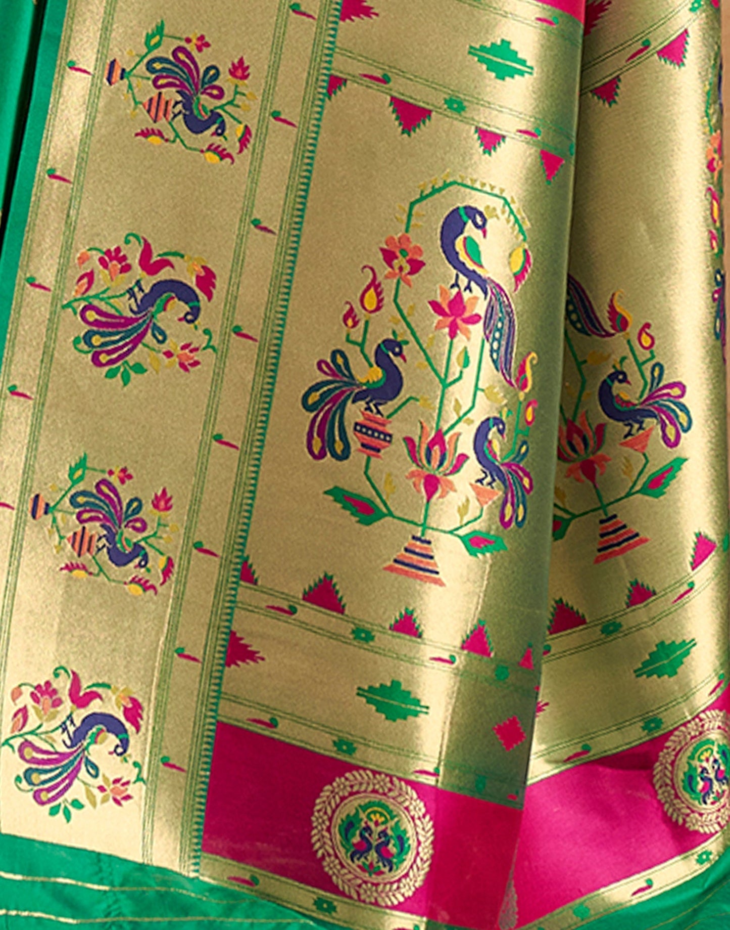 Light Rama Green Weaving Silk Paithani Saree