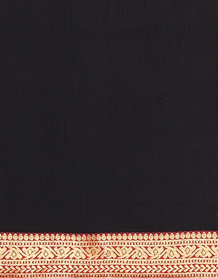 Black Plain Chiffon Saree