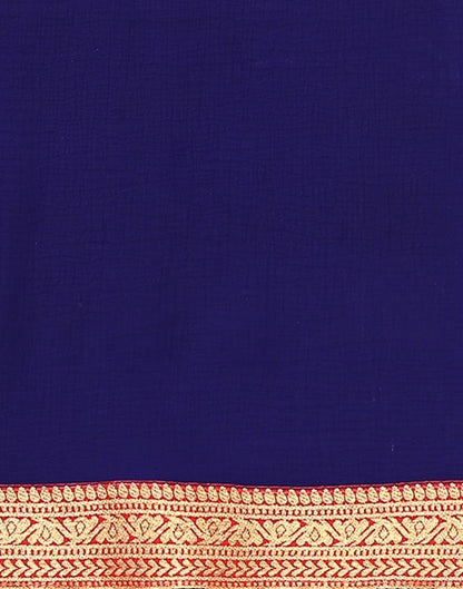 Royal Blue Plain Chiffon Saree
