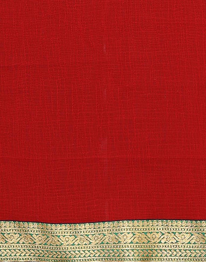 Red Plain Chiffon Saree