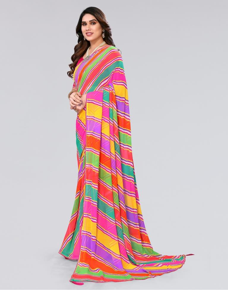 Multicoloured Printed Georgette Saree