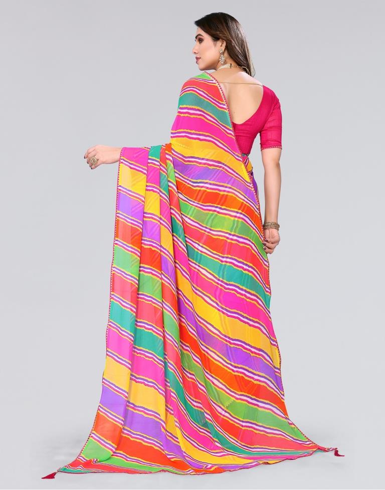 Multicoloured Printed Georgette Saree
